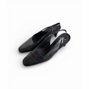 CK Calvin Klein Leather Square Toe Slingback Heels